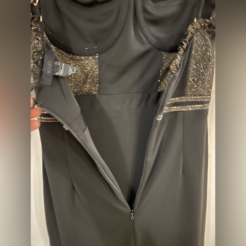 H:ours el dorado mini dress XS corset black metallic romantic whimsy goth​​​​​​ - Picture 9 of 16